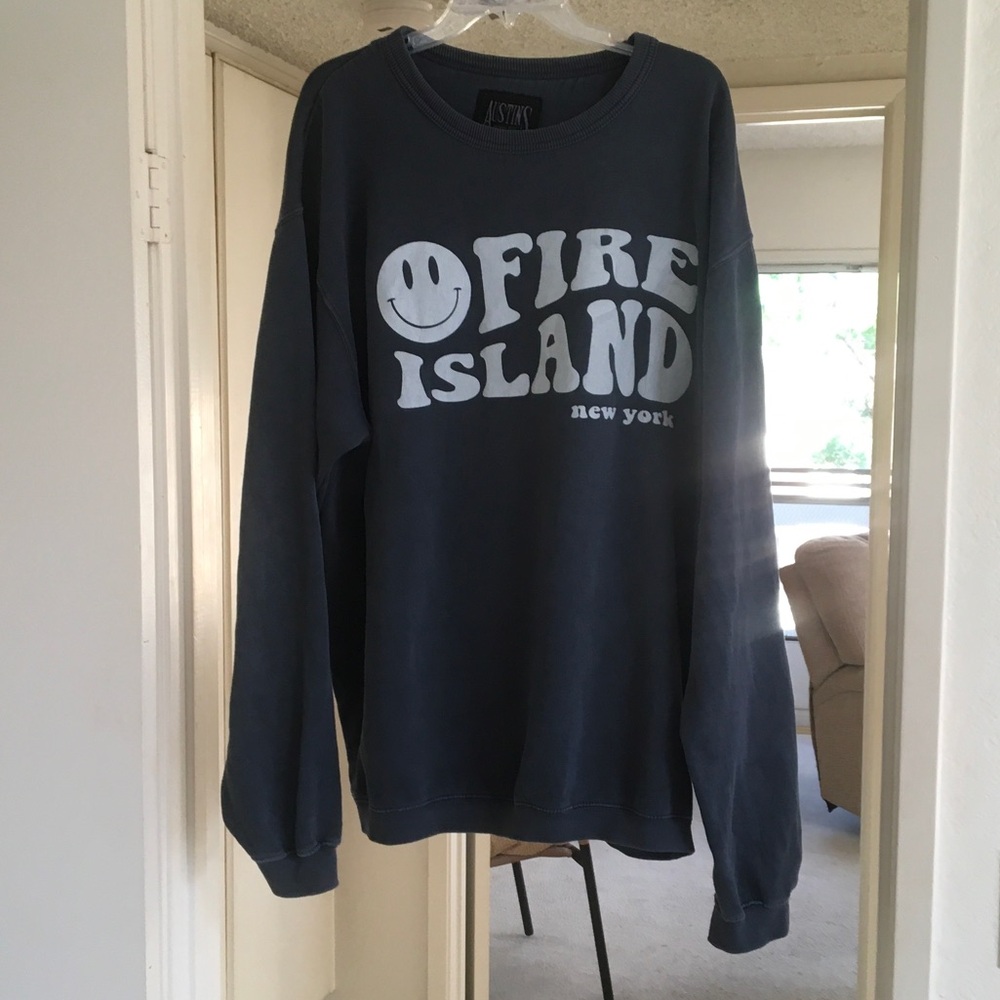 AUSTINS/“FIRE ISLAND NEW YORK”BLUE-GRAY SWEATSHIRT